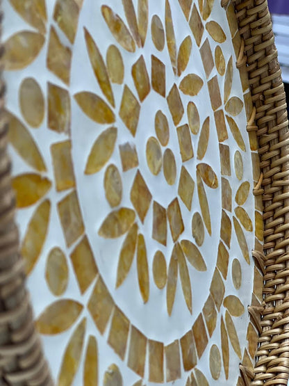 Yellow Geometric Mosaic Tray Set - 2Pcs