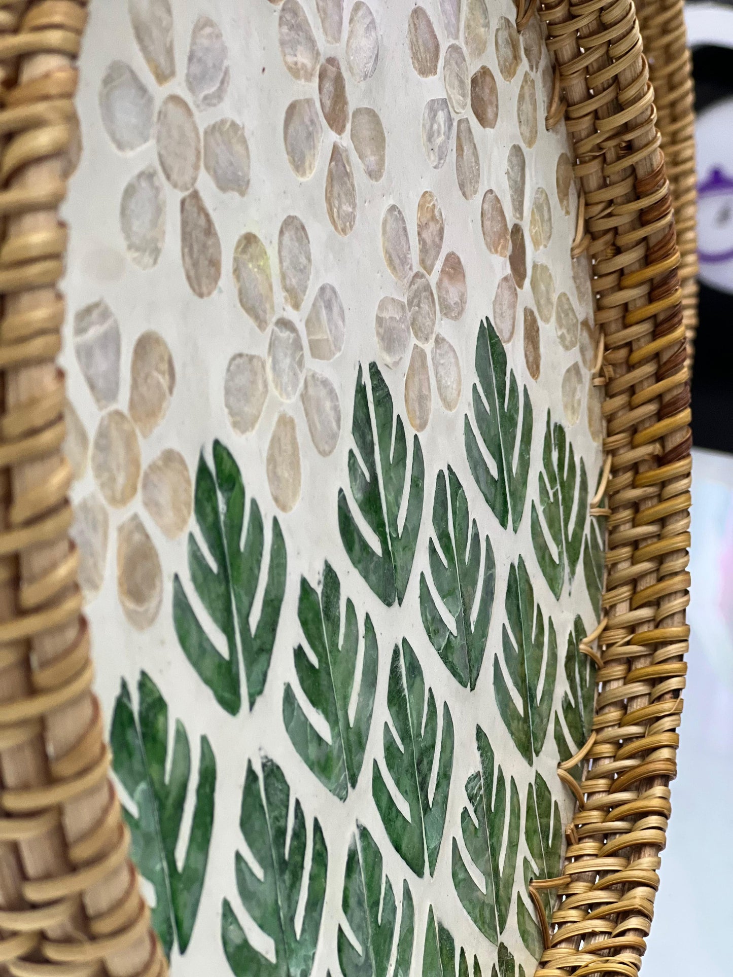 Green Monstera & Floral Tray Set - 2Pcs