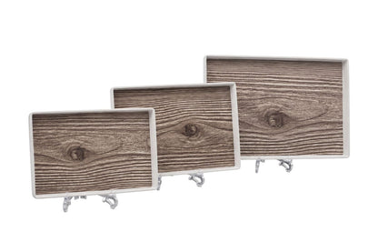 Walnut Wood Grain Tray Set - 3Pcs