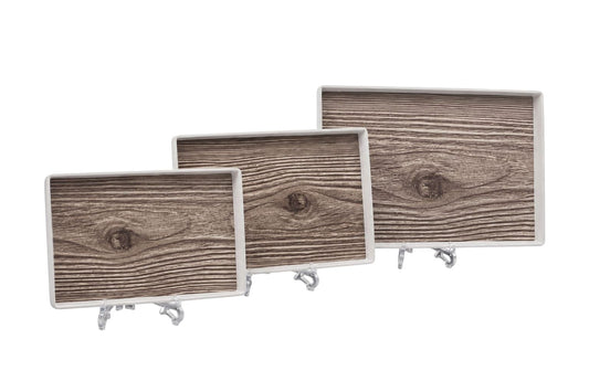 Walnut Wood Grain Tray Set - 3Pcs