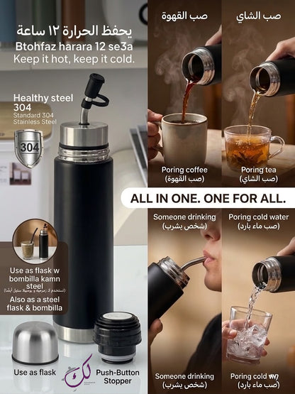 Black Stainless Steel Vacuum Flask - 500ml