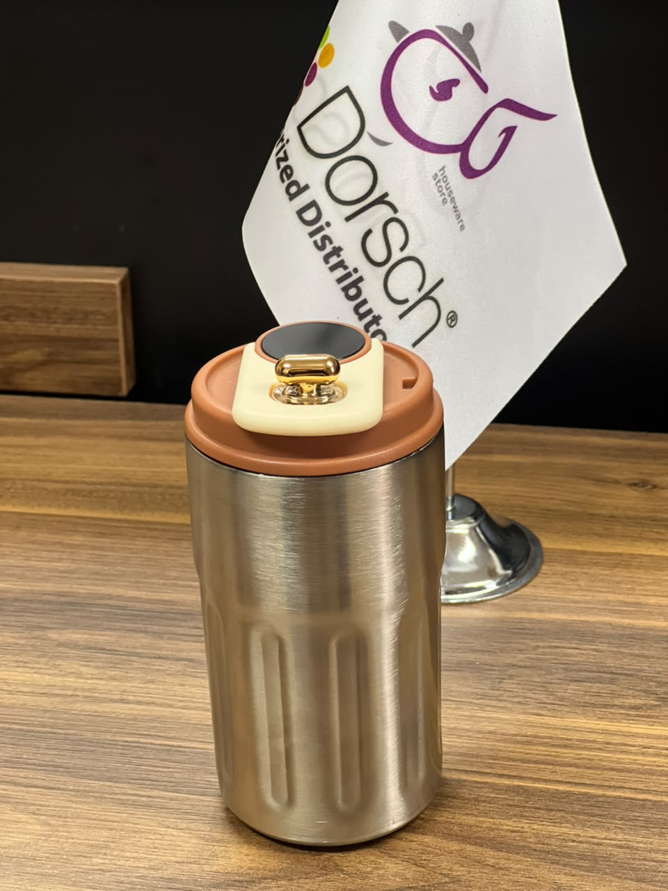 Stainless Gold Cap Thermal Tumbler – 450ml