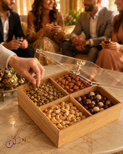 4-PART SQUARE WOODEN BOX WITH LID