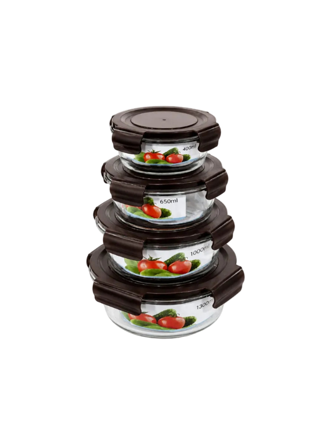 ROUND GLASS STORAGE BOX – SET OF 4 BLACK