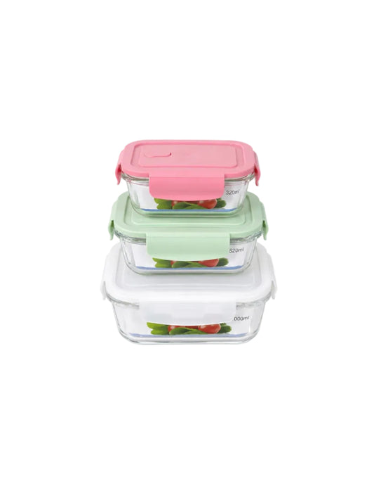 RECTANGLE GLASS STORAGE BOX – SET OF 3