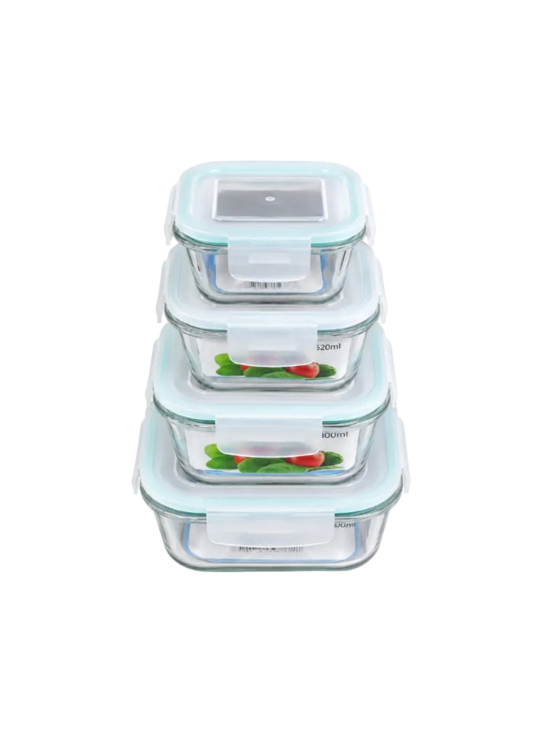 SQUARE GLASS STORAGE BOX – SET OF 4 WHITE
