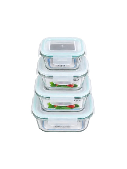 SQUARE GLASS STORAGE BOX – SET OF 4 WHITE