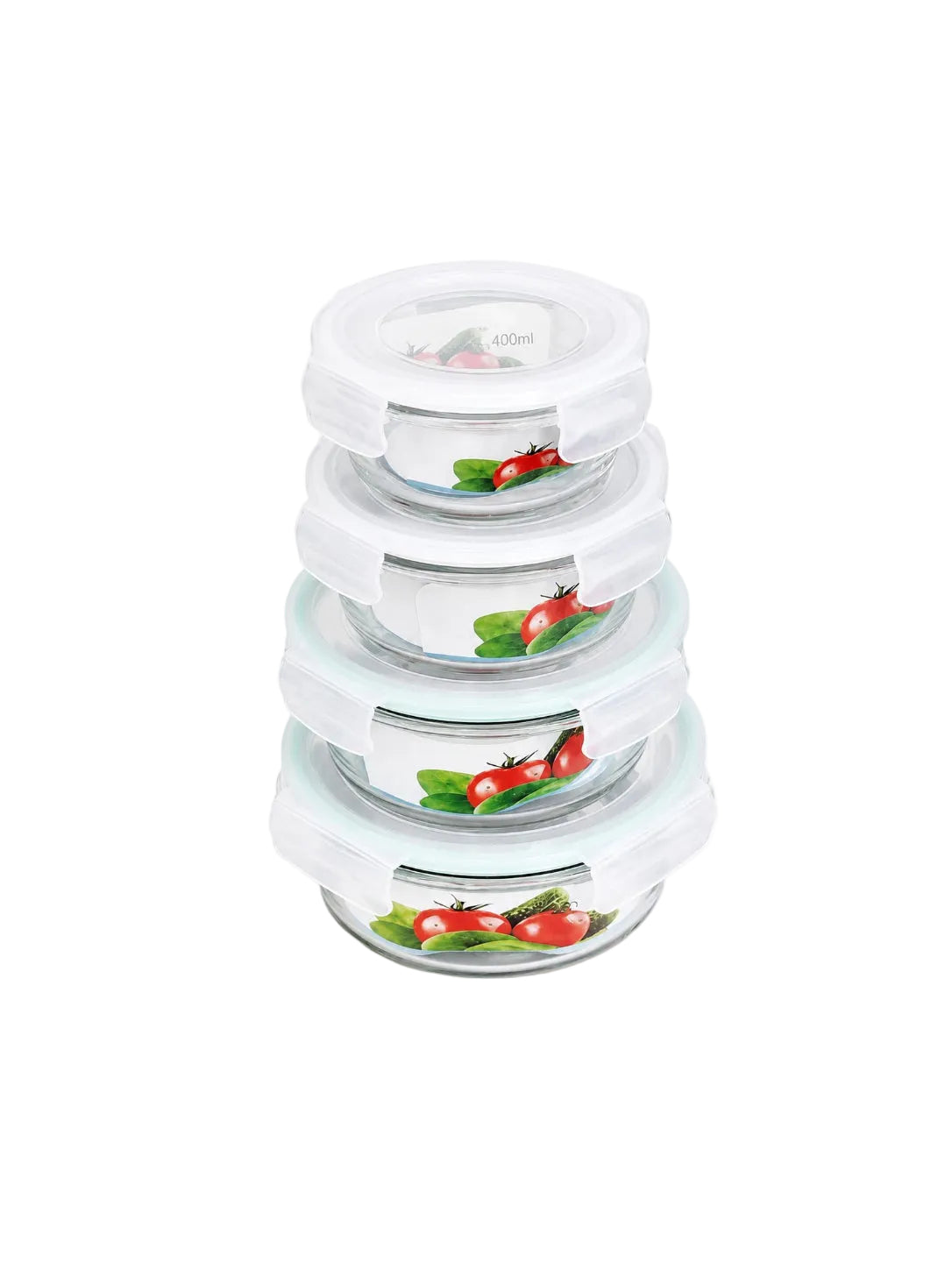 ROUND GLASS STORAGE BOX – SET OF 4 WHITE