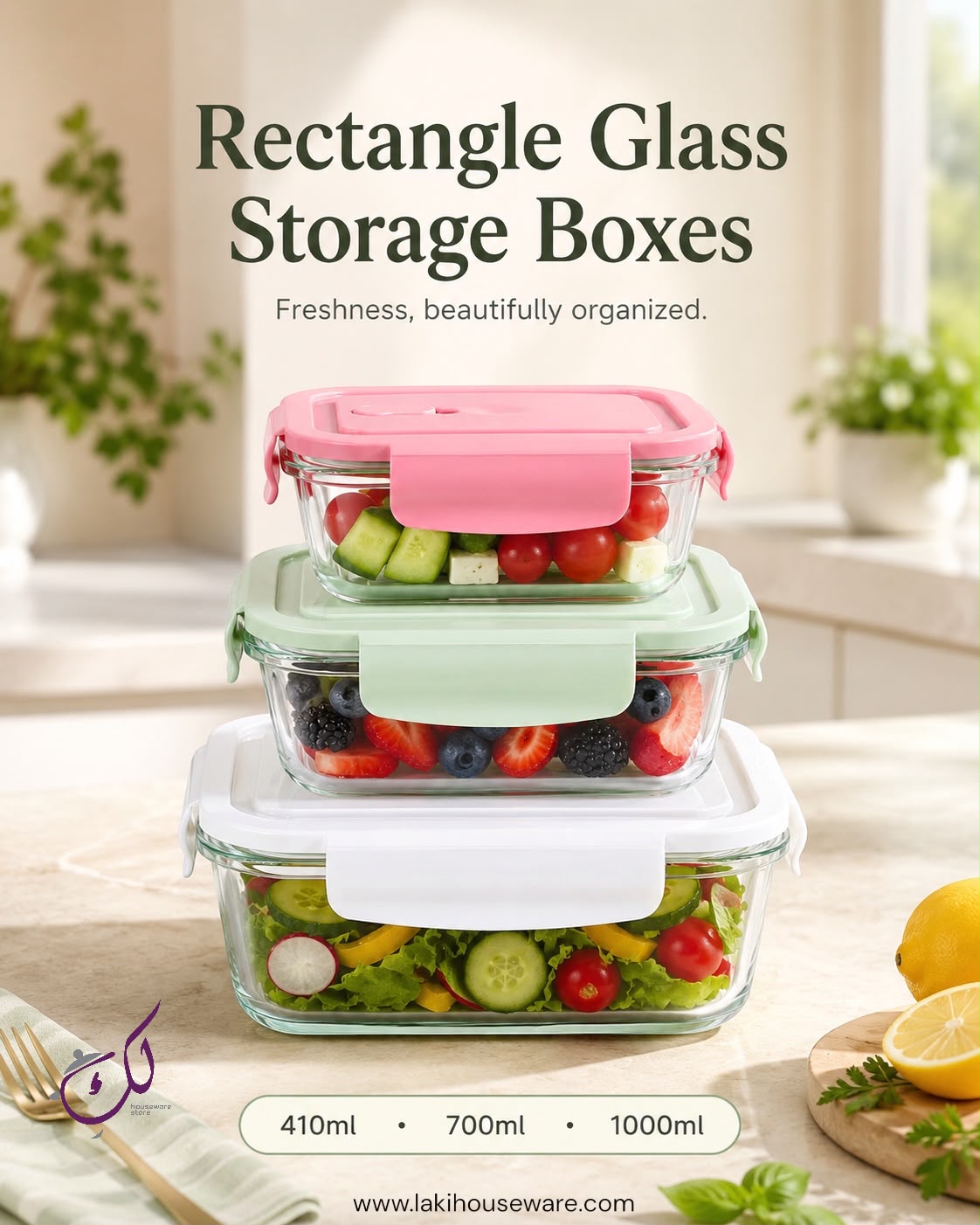 RECTANGLE GLASS STORAGE BOX – SET OF 3