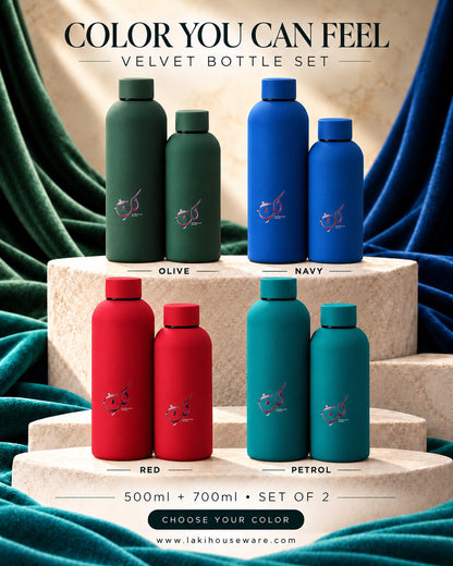 OLIVE STAINLESS STEEL FLASK SET – 750ML & 500ML