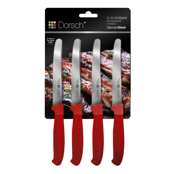 Sharp Steak Knife Set – 4 Pieces - Red