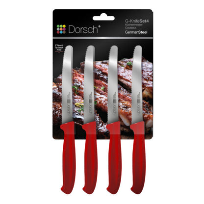 Sharp Steak Knife Set – 4 Pieces - Red