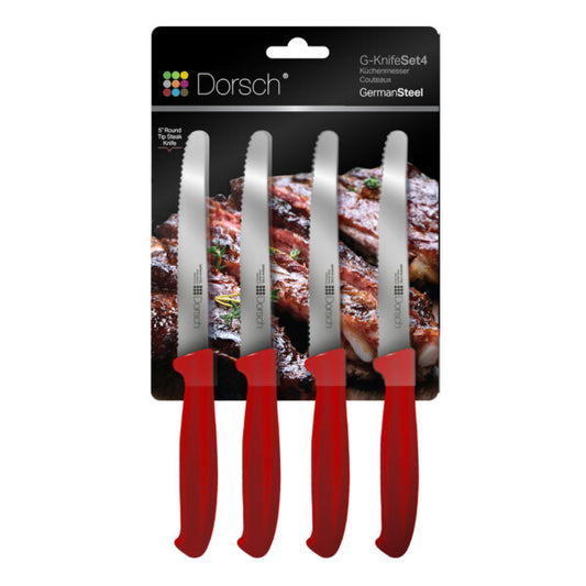 Sharp Steak Knife Set – 4 Pieces - Red