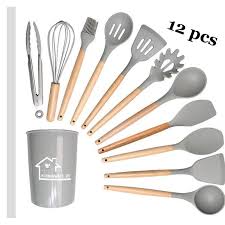 Silicone Kitchen Utensils Set 12pcs - Grey