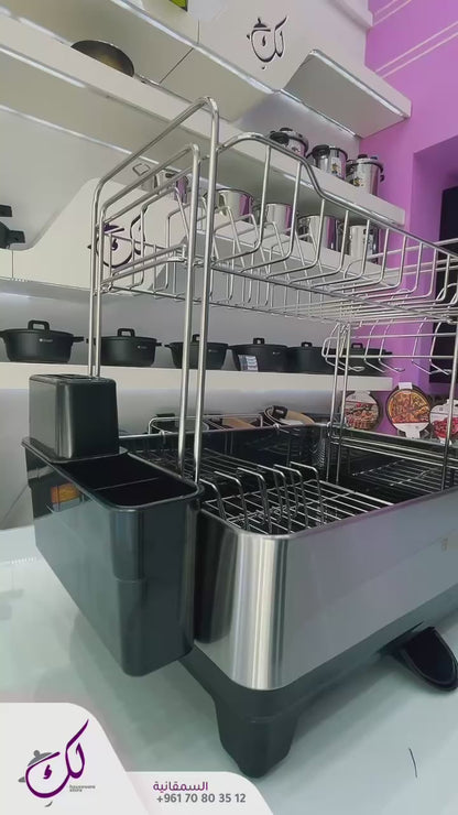 رف أطباق دورش من الفولاذ المقاوم للصدأ بطبقتين