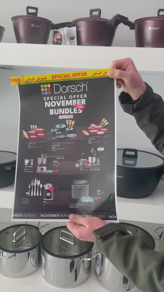 Food Processor 1000W – 1.8L Multi-Function + FREE Dorsch 22cm Frying Pan